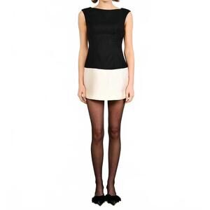 NEW LINE AND DOT isabeau mini dress in black/cream